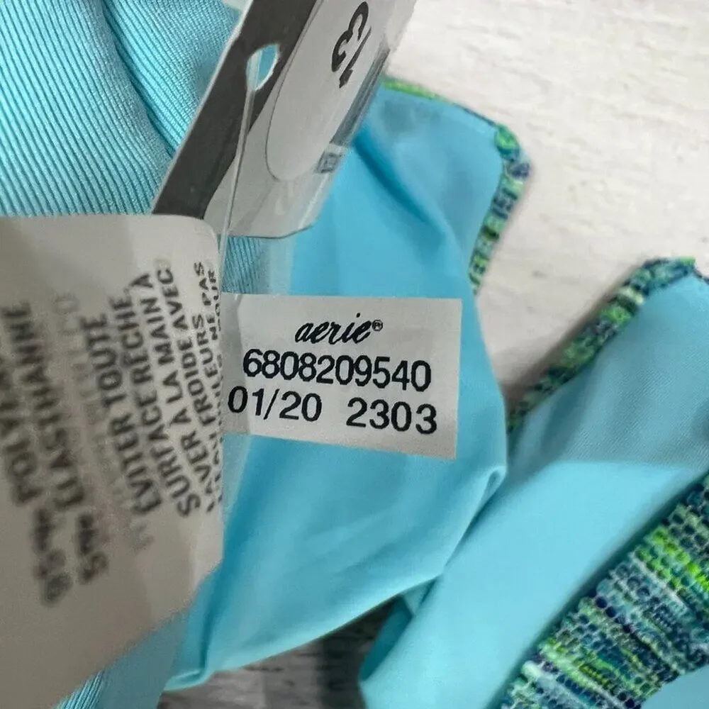 Aerie Space Dye Bandeau Bikini Top Size L Blue Green Strapless NWT